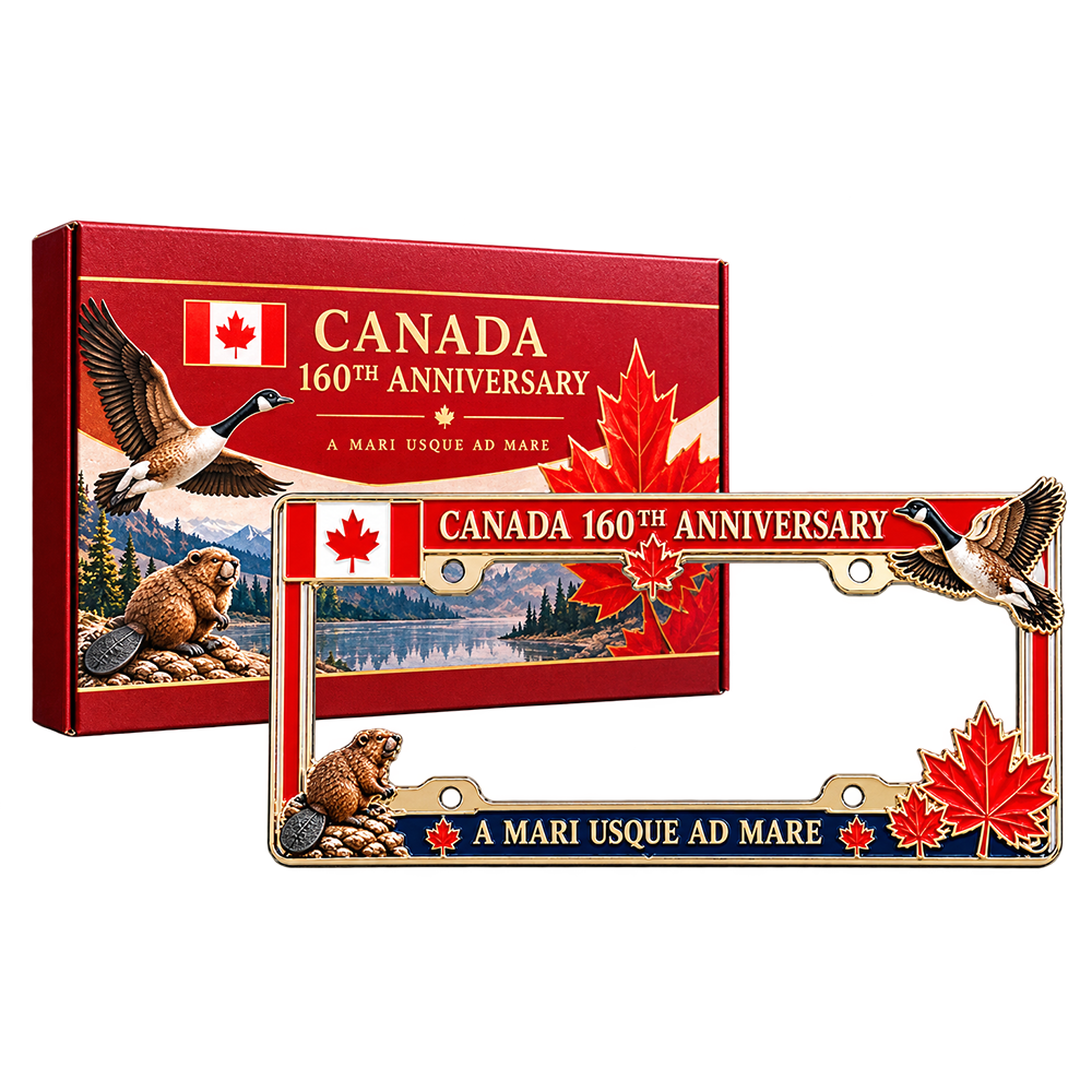 🍁🚗 Canada 160th Anniversary Commemorative Metal License Plate Frame