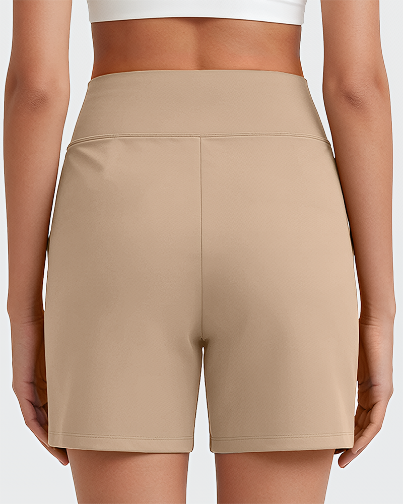 Women's High-Waisted Athletic Bermuda Shorts with Pockets – Running, Yoga, Summer Casual Activewear