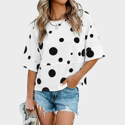 Panel Solid Color Flared Sleeve T-Shirt