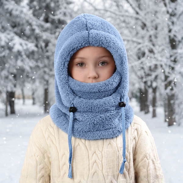 3-in-1 Kids' Winter Hood – Soft Fleece Hat, Face Cover & Neck Warmer❄️🧣