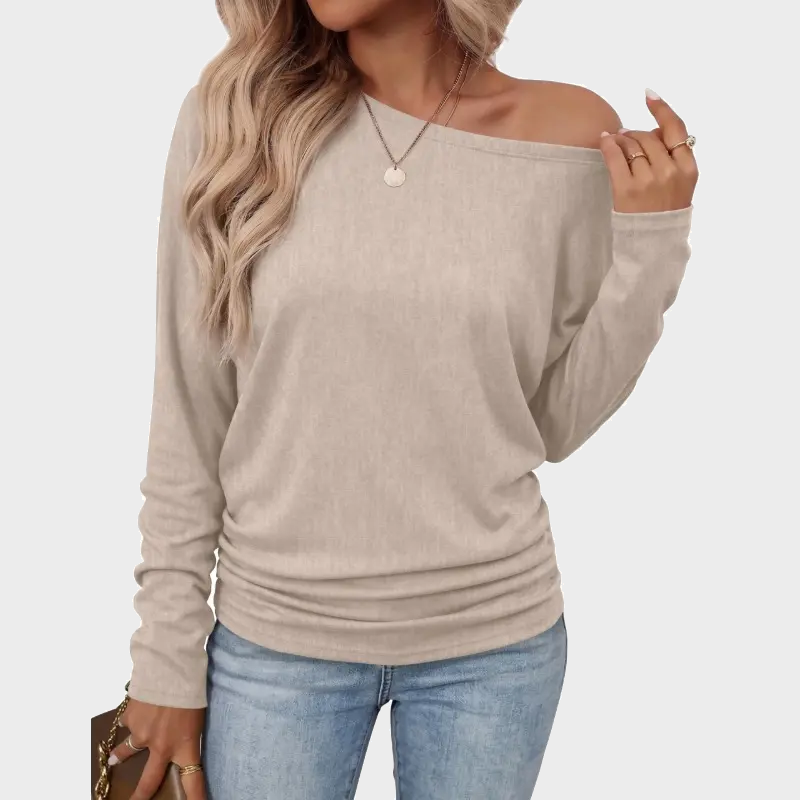 Womens Long Sleeve Shirts Ruched Hem Fall Tops