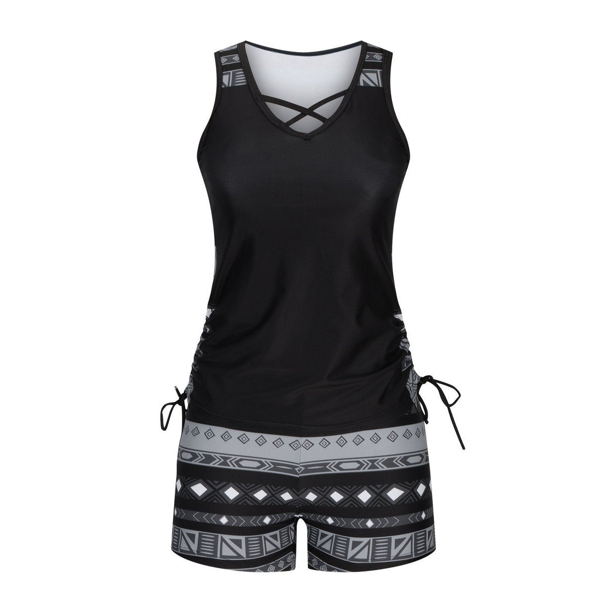 ⏰LAST DAY 50% OFF -Women's Tummy Control Tankini Set with Built-In Bra – Flattering Boho Swimwear with Shorts