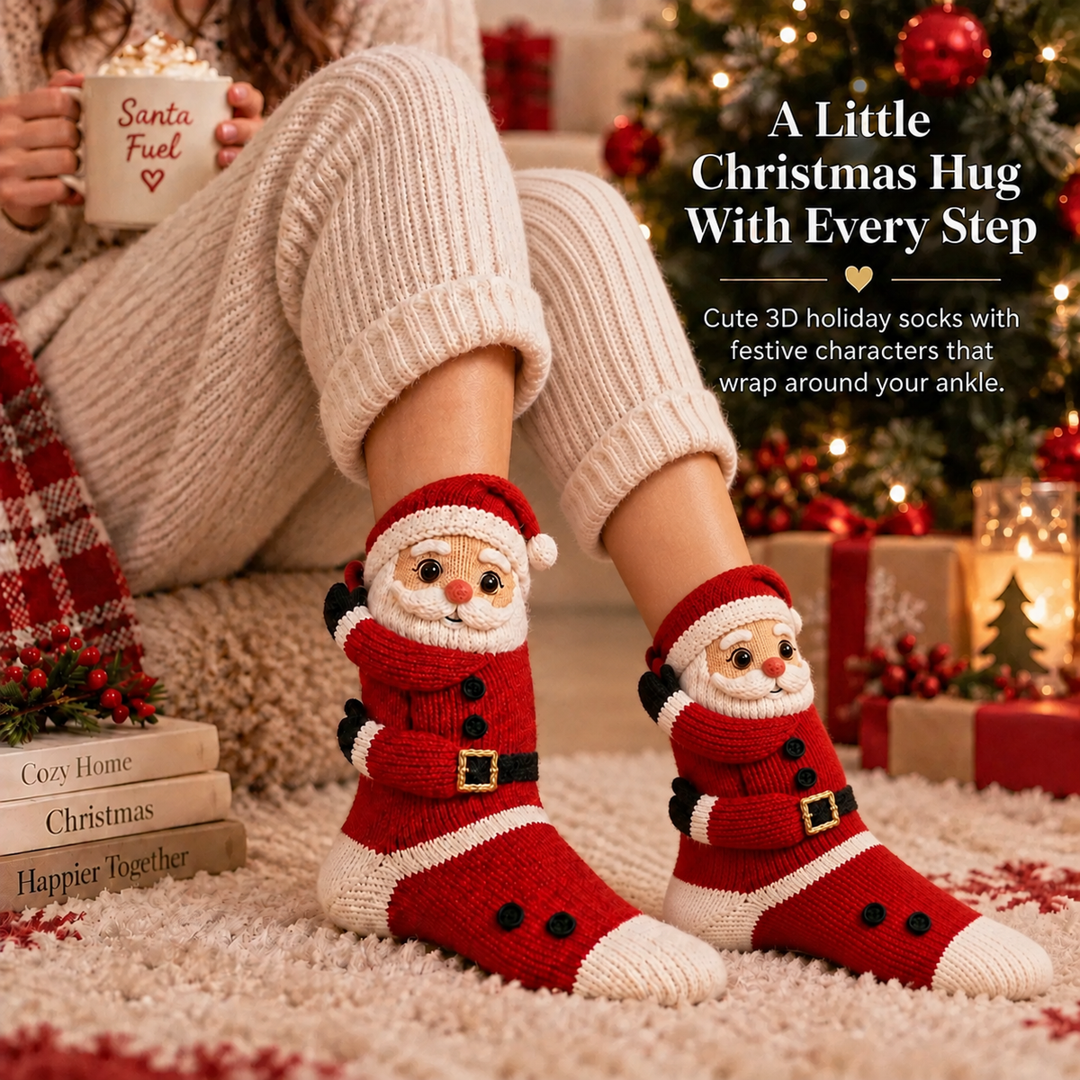 🎅🧦3D Hugging Christmas Socks Cute Wraparound Arms Cozy Festive Socks🎄