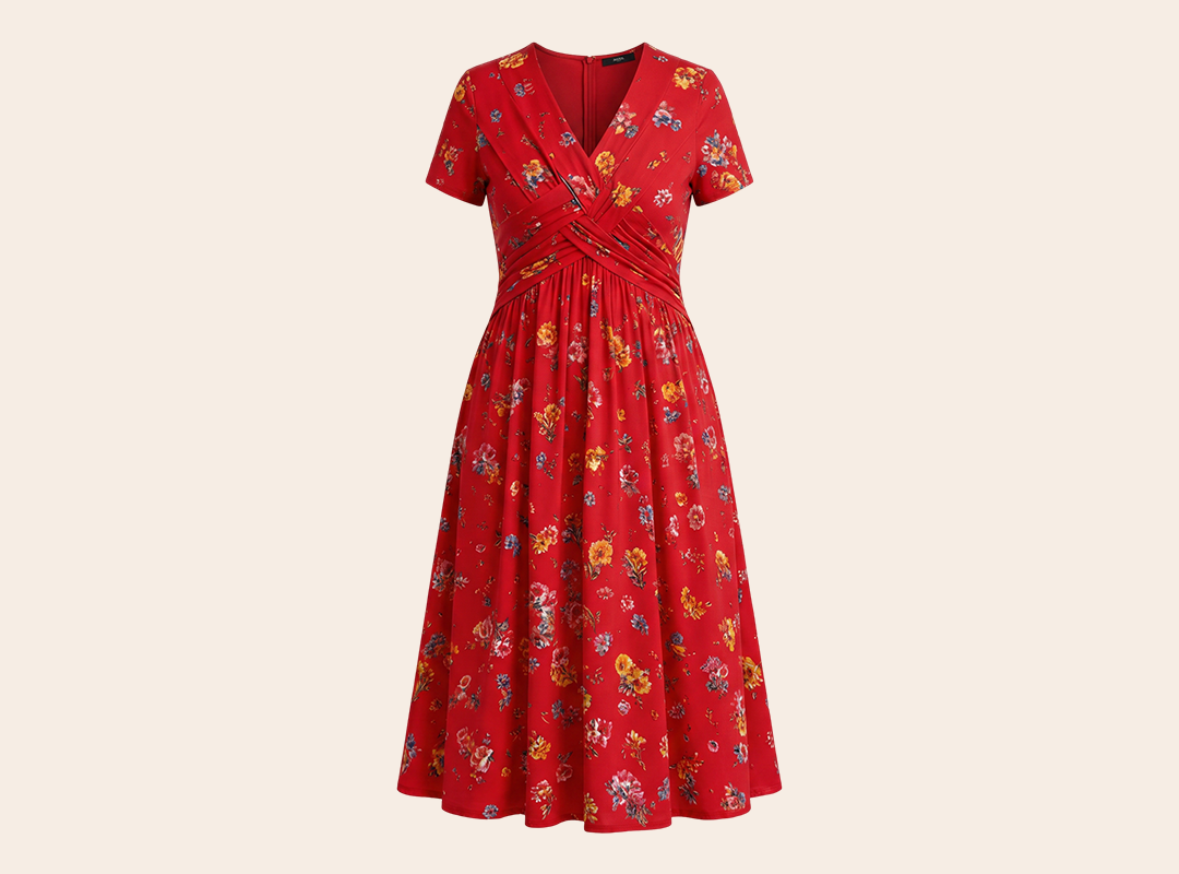 Red floral dress