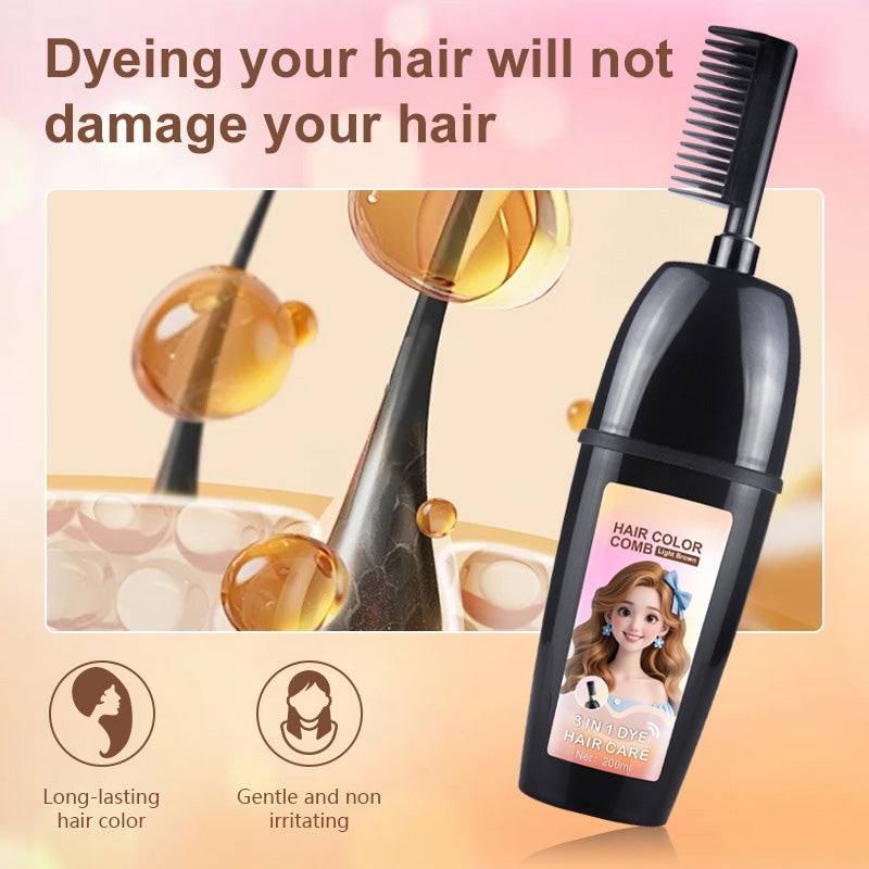 🧴3-in-1 herbal hair coloring comb | Easy hair coloring at home with built-in brush
