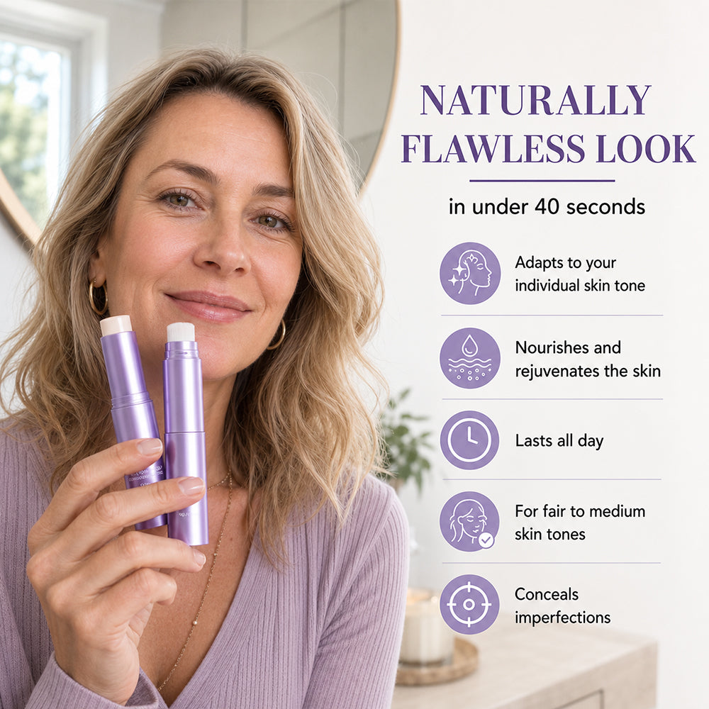 Naturally flawless look with the purple foundation stick