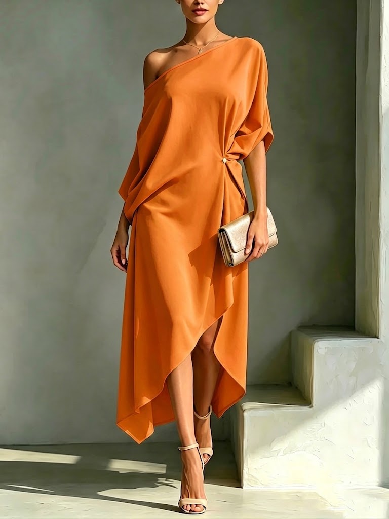 Stylish And Elegant Asymmetrical-hem Dress
