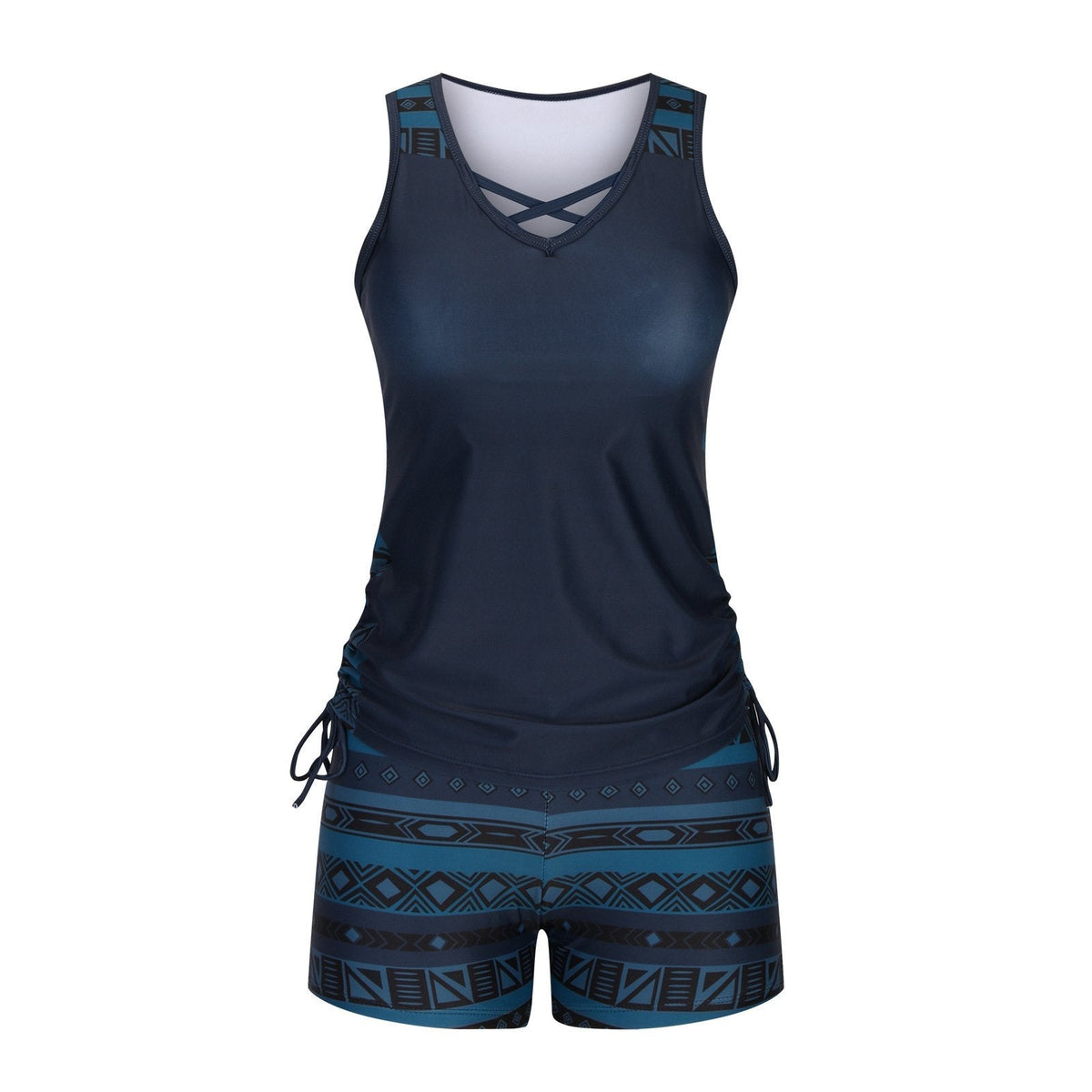 ⏰LAST DAY 50% OFF -Women's Tummy Control Tankini Set with Built-In Bra – Flattering Boho Swimwear with Shorts