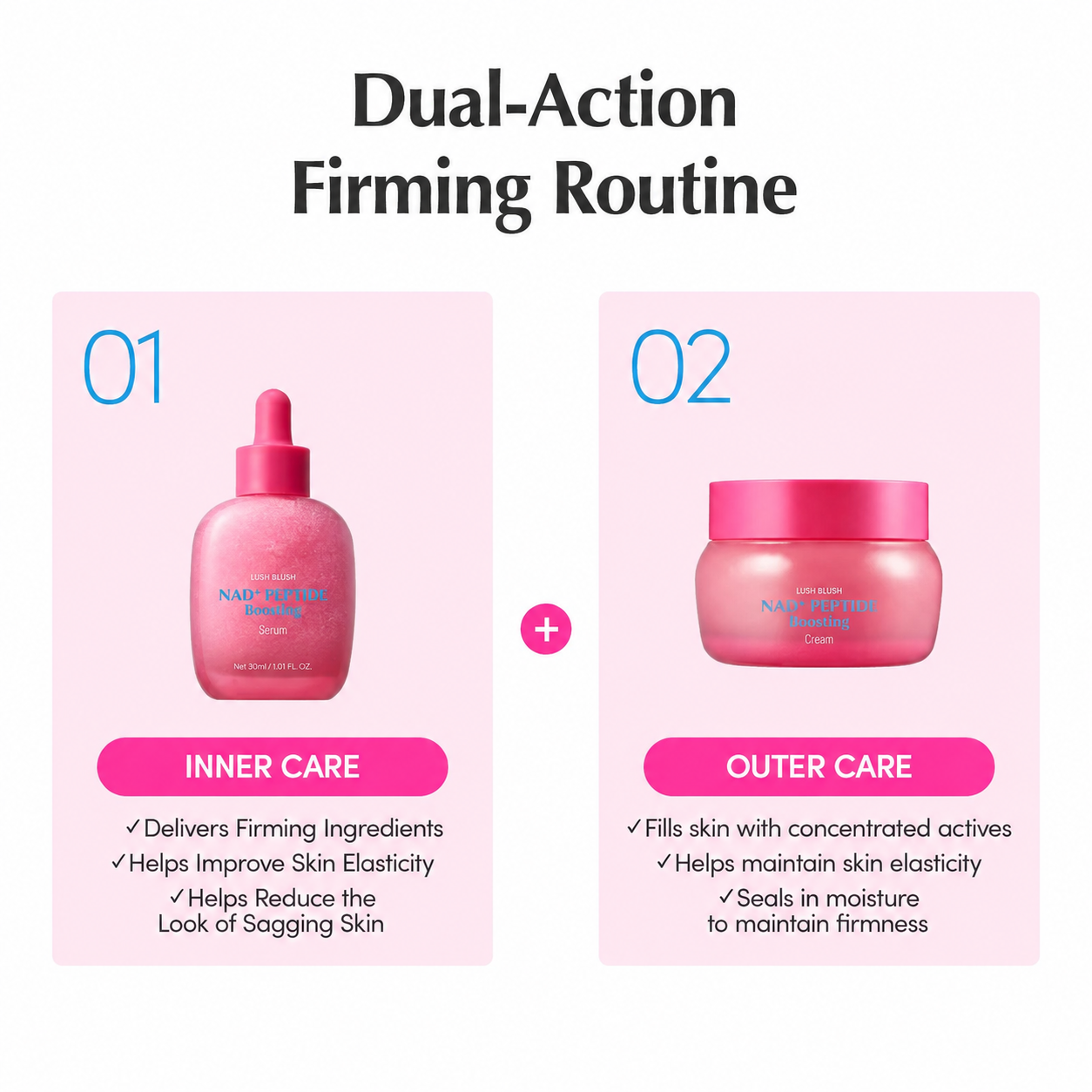 NAD+ Anti-Aging Ritual: Peptide Boosting Serum & Cream Duo