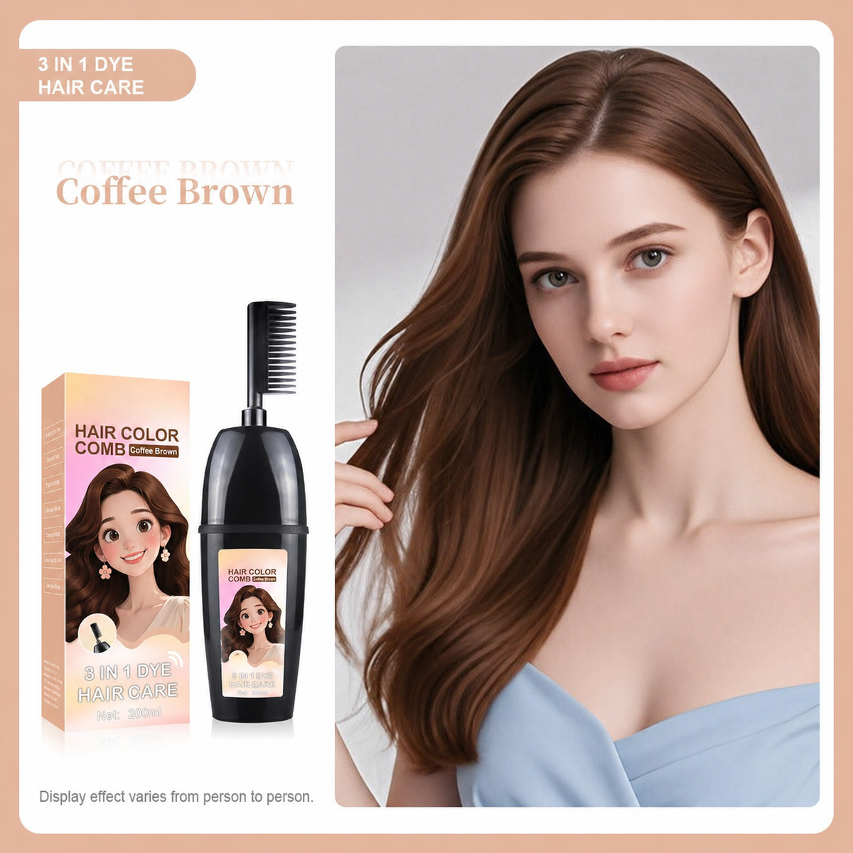 🧴3-in-1 herbal hair coloring comb | Easy hair coloring at home with built-in brush