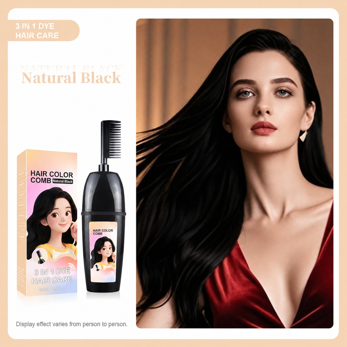 🧴3-in-1 herbal hair coloring comb | Easy hair coloring at home with built-in brush