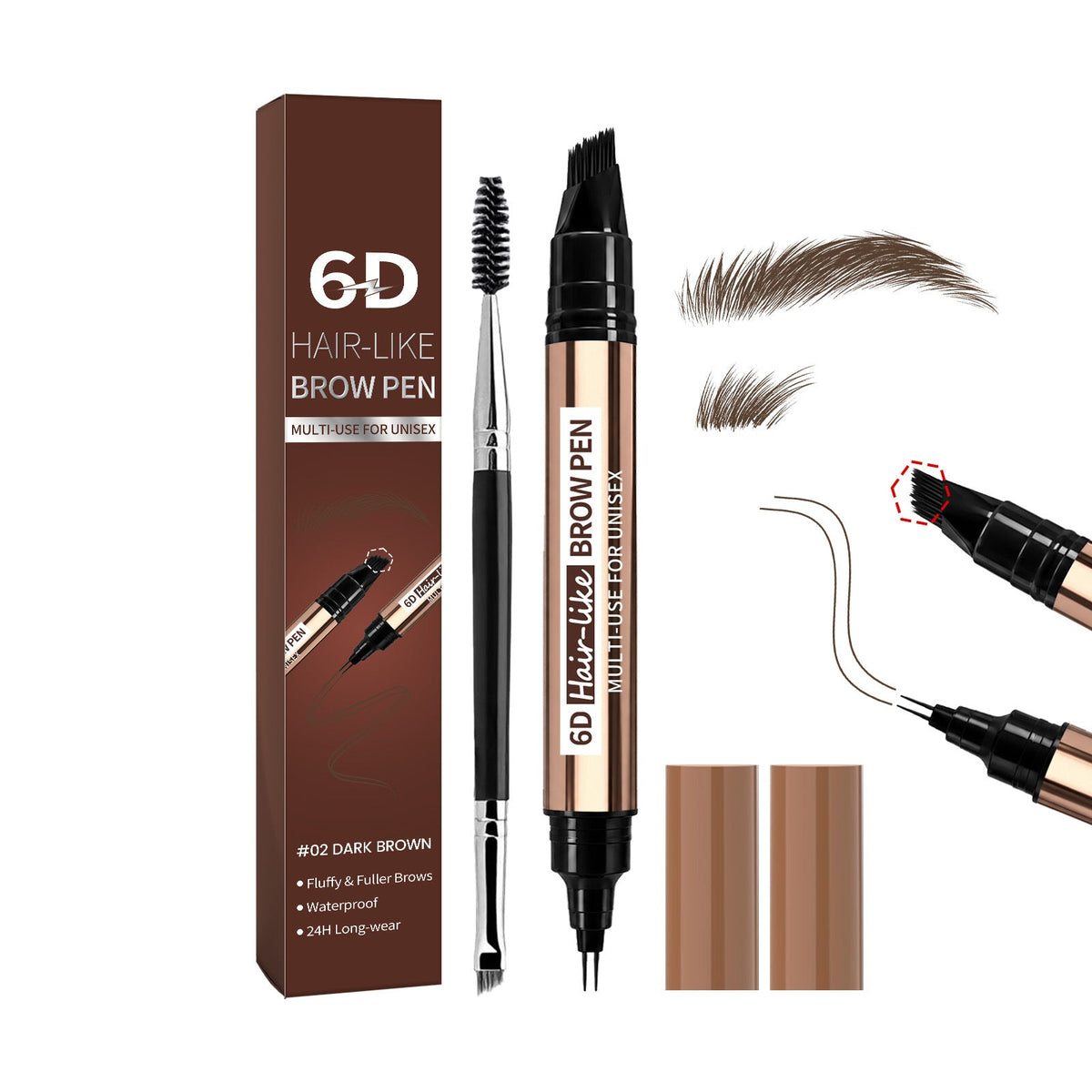 6D Hair-Like Finish Multi-Use Unisex 2-in-1 Brows & Beard Pen