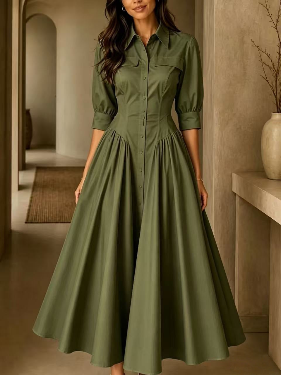 Structured Shirt Midi Dress