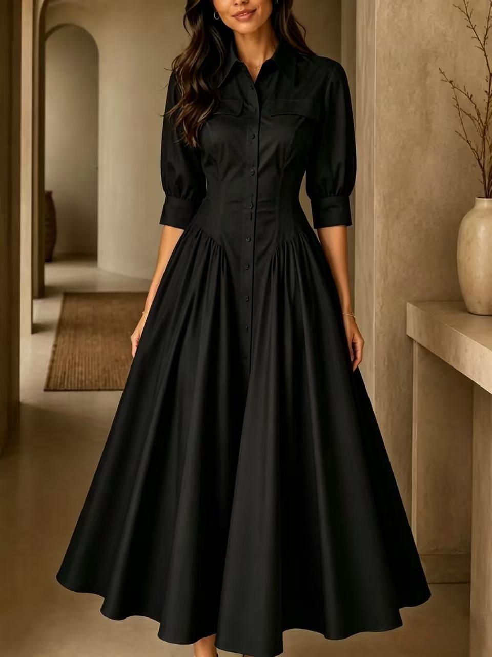 Structured Shirt Midi Dress