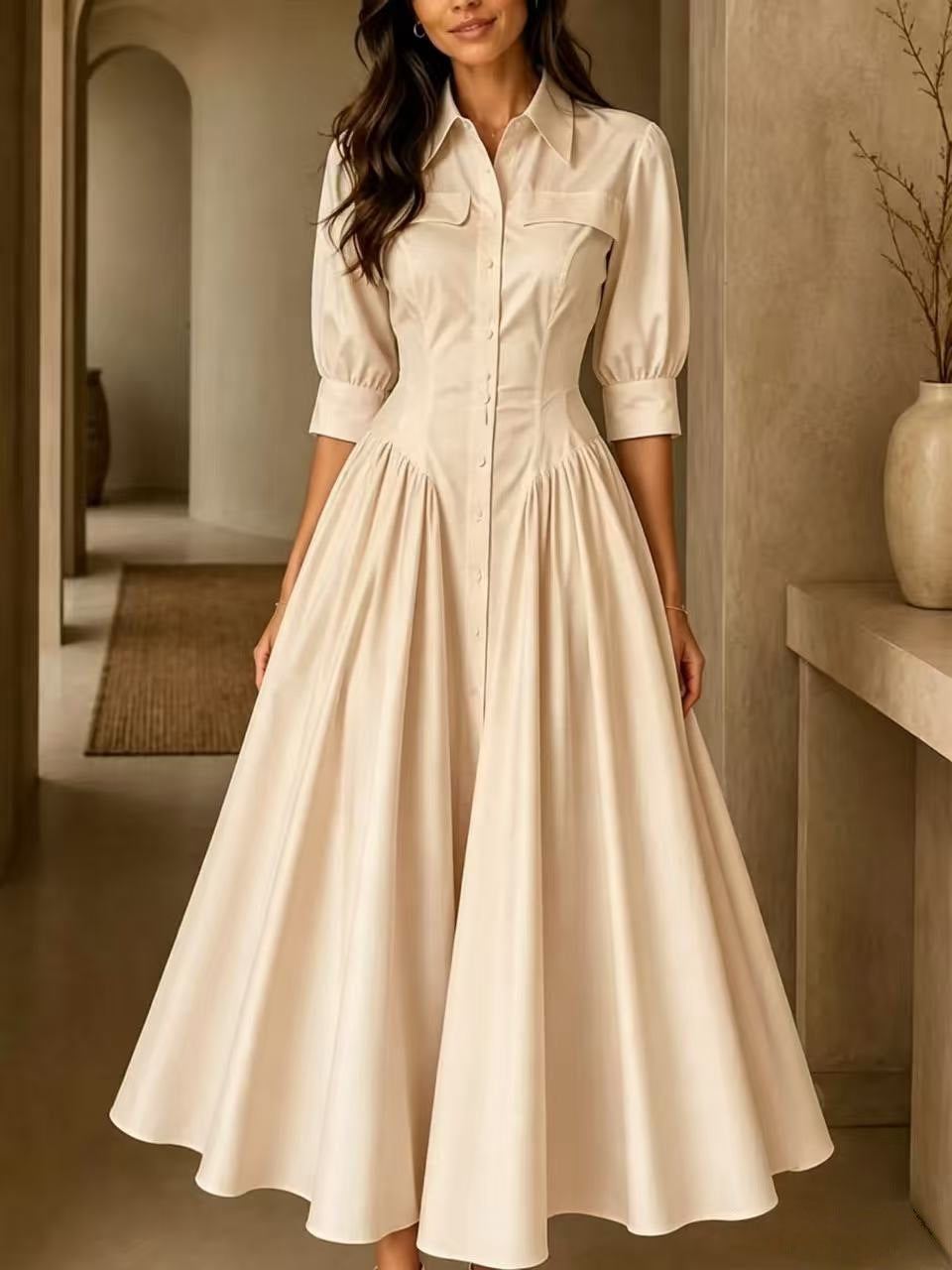 Structured Shirt Midi Dress
