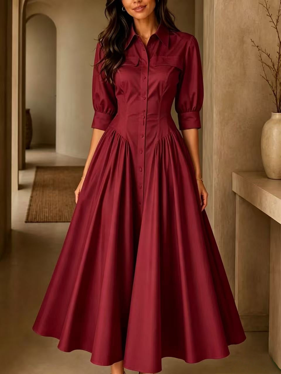Structured Shirt Midi Dress