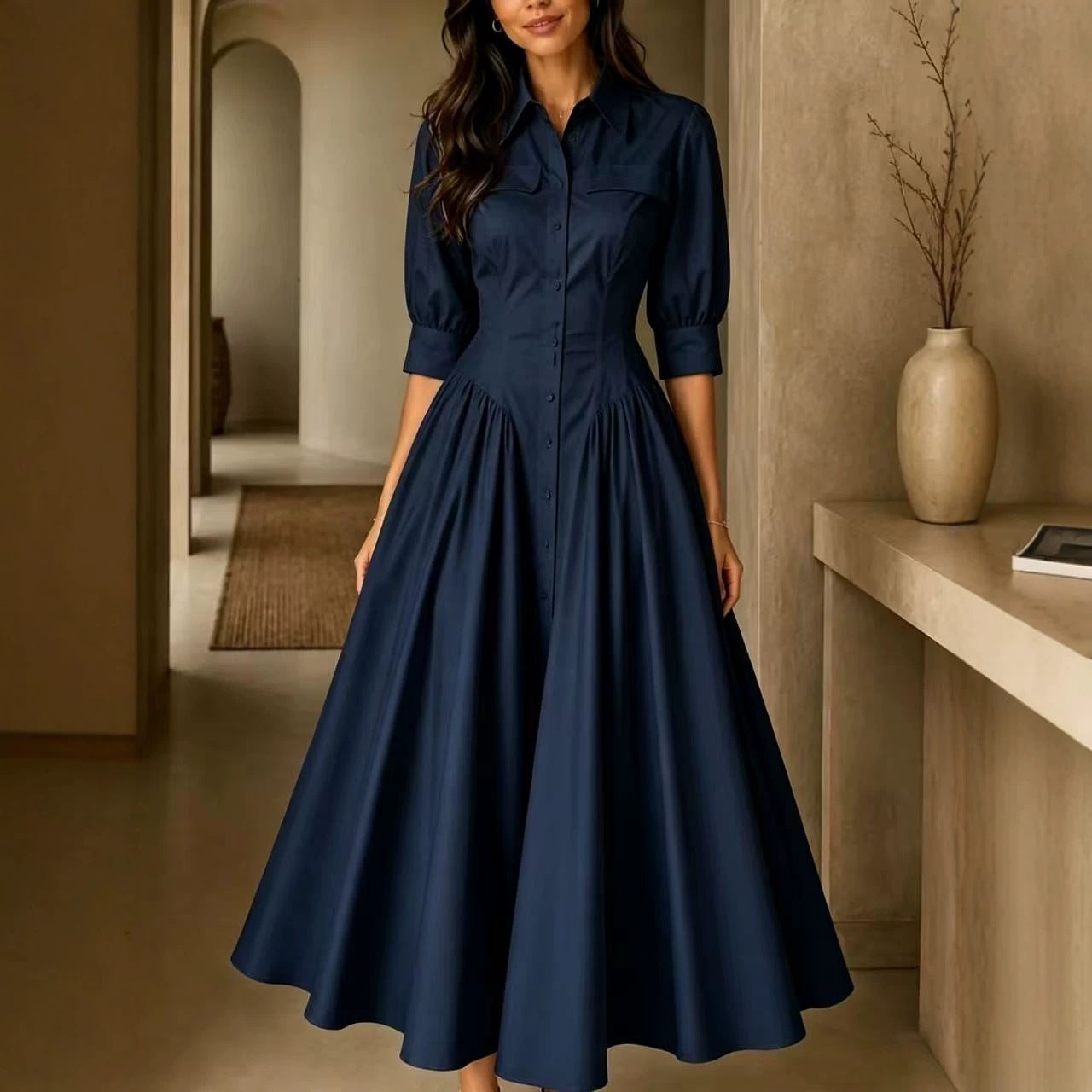 Structured Shirt Midi Dress