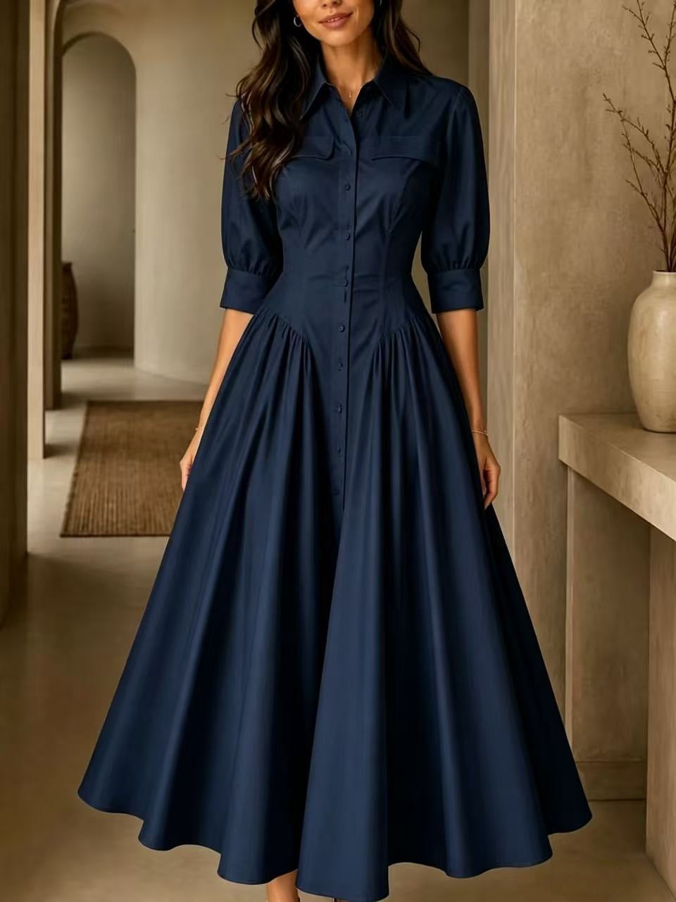 Structured Shirt Midi Dress