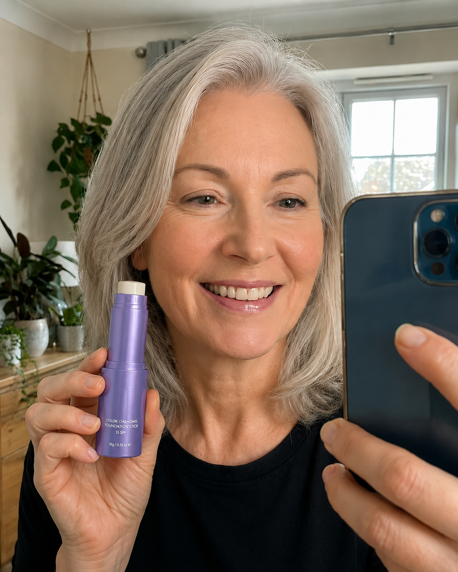 Patricia, 58 holding the purple foundation stick
