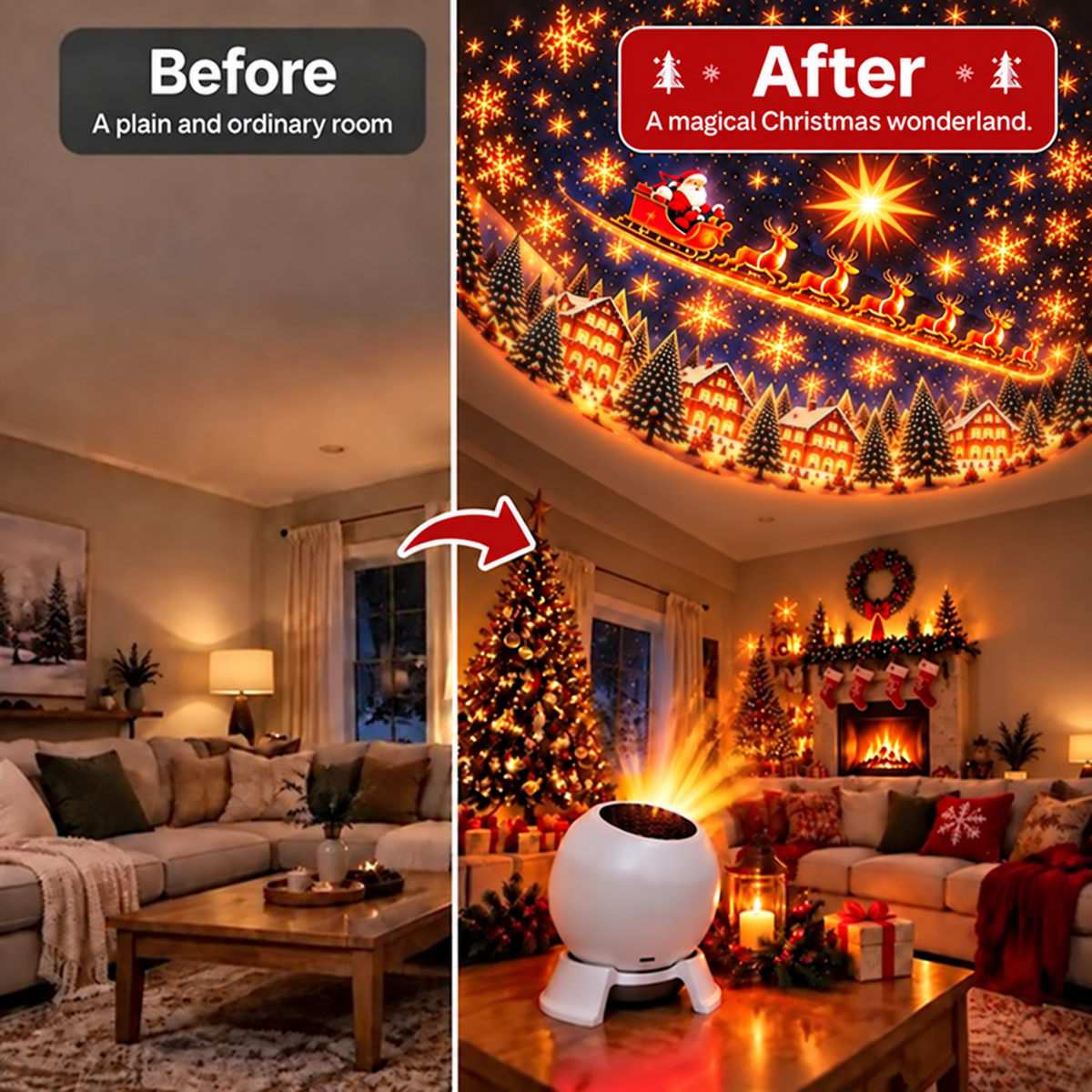 🎅 Turn Any Room Into a Christmas Wonderland – Holiday Projection Night Light
