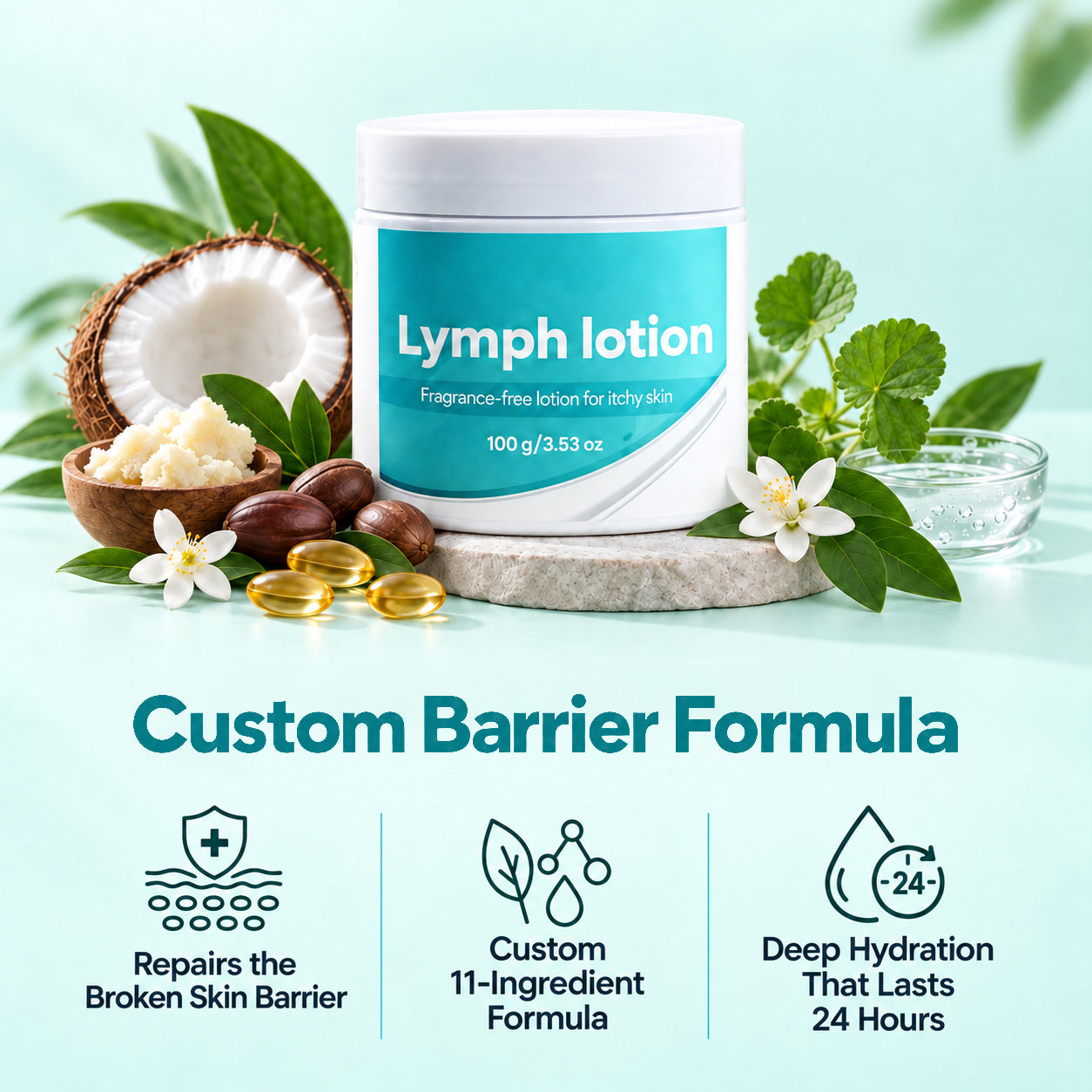 Fragrance-Free Non-Greasy Anti-Itch Ceramide NP Leg Lotion For Dry, Red, Sensitive, Discolored, Weeping