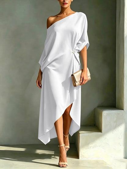 Stylish And Elegant Asymmetrical-hem Dress