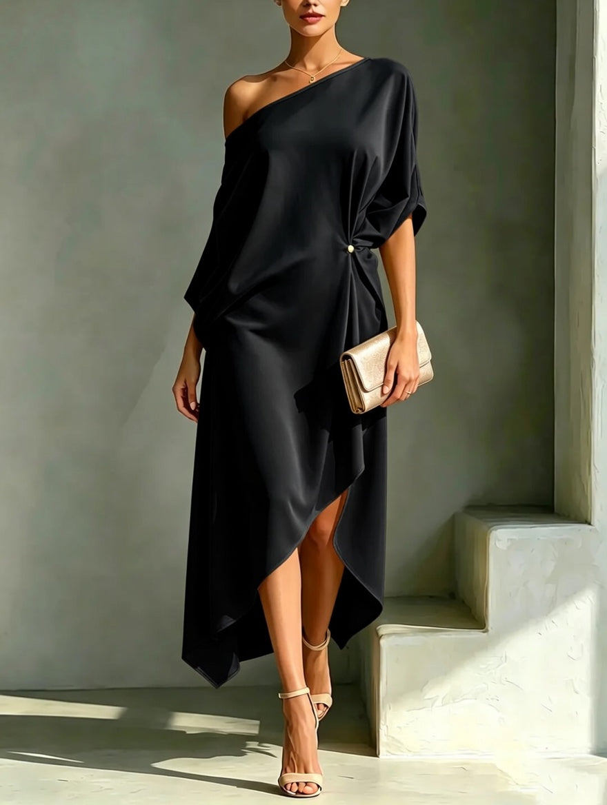 Stylish And Elegant Asymmetrical-hem Dress