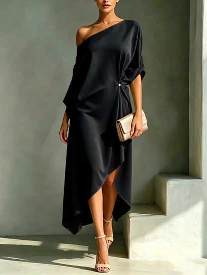 Stylish And Elegant Asymmetrical-hem Dress