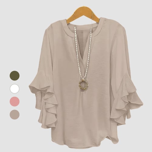 Small V-neck ruffled blouse