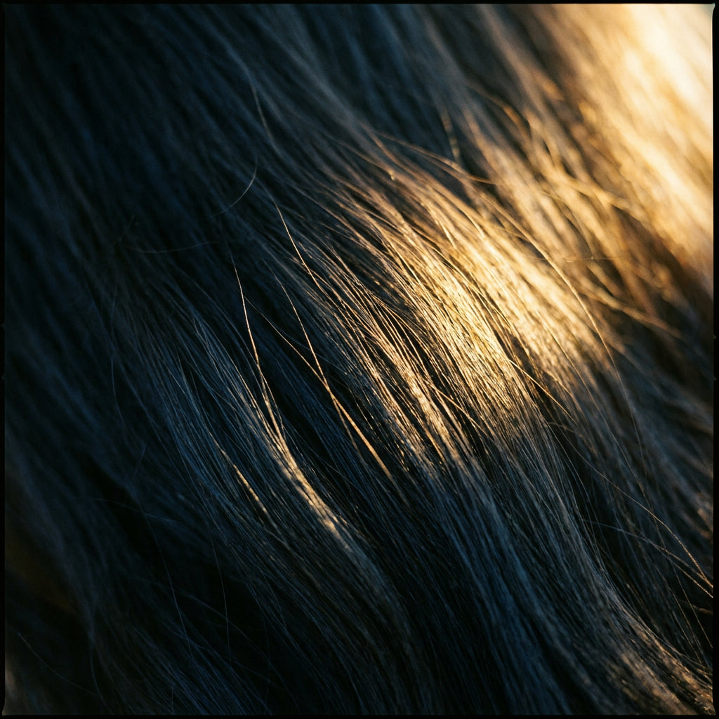 lookscene Black shade — deep rich black hair with warm highlights
