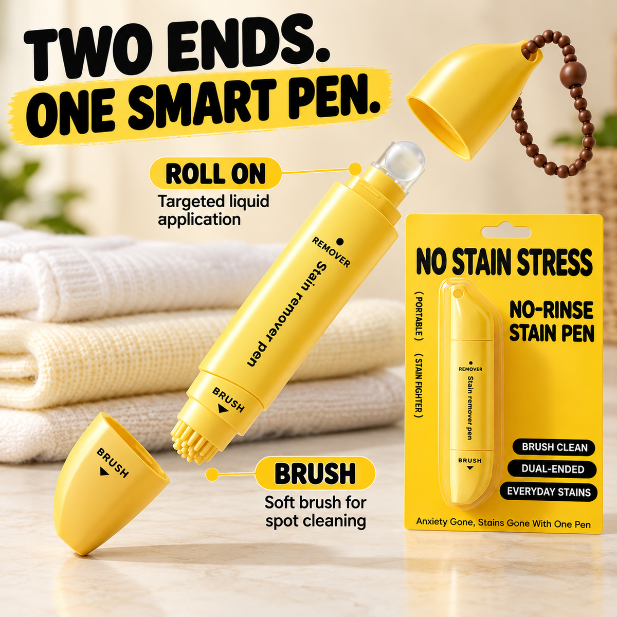 🔥BUY 1 GET 1 FREE Portable Dual-Head Stain Remover Pen✨ Instant No-Rinse Emergency Spot Cleaner for Clothes, Oil & Coffee Stains