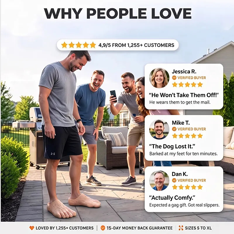 🤣🎁Realistic Barefoot Prank Slippers – The Gift That Gets Everyone Laughing