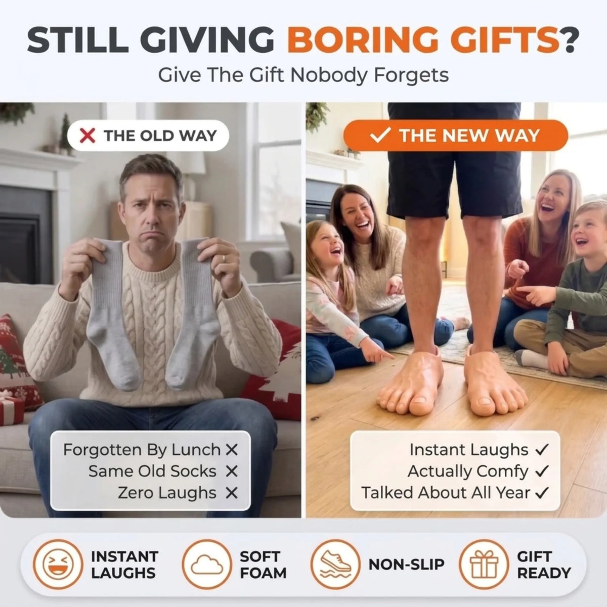 🤣🎁Realistic Barefoot Prank Slippers – The Gift That Gets Everyone Laughing