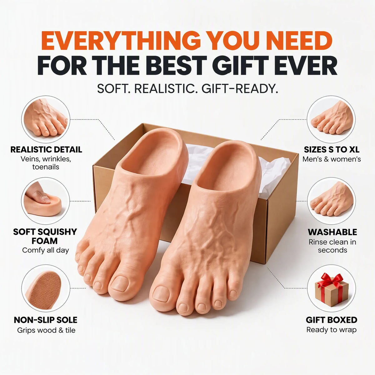 🤣🎁Realistic Barefoot Prank Slippers – The Gift That Gets Everyone Laughing