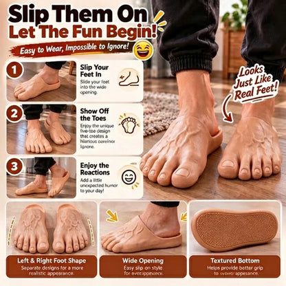 🤣🎁Realistic Barefoot Prank Slippers – The Gift That Gets Everyone Laughing