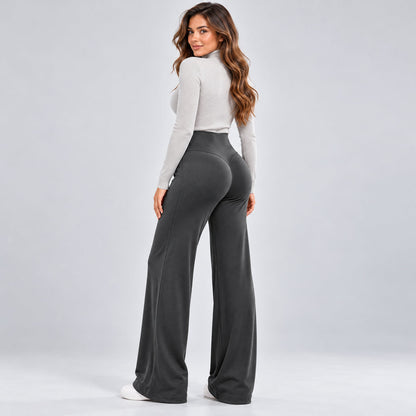 Women's High-Waisted Butt-Lifting Fleece-Lined Wide-Leg Pants