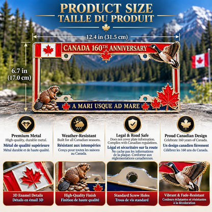 🍁🚗 Canada 160th Anniversary Commemorative Metal License Plate Frame