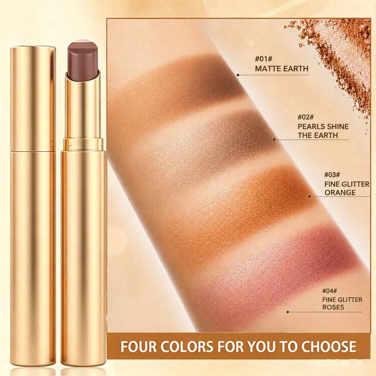 ✨ 3-in-1 Eyeshadow Stick – Waterproof Long-Wear Shimmer Eye Makeup