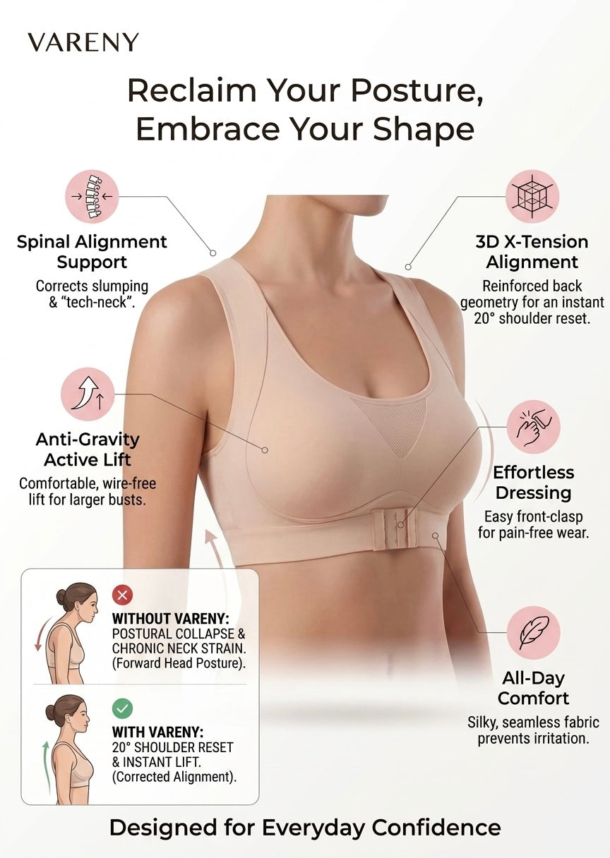 Cross Back Front Closure Wireless Posture Support Bra